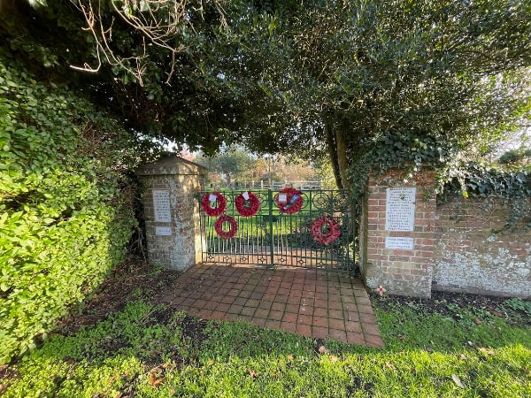 Gate with rememberance poppies, Brookland, Kent