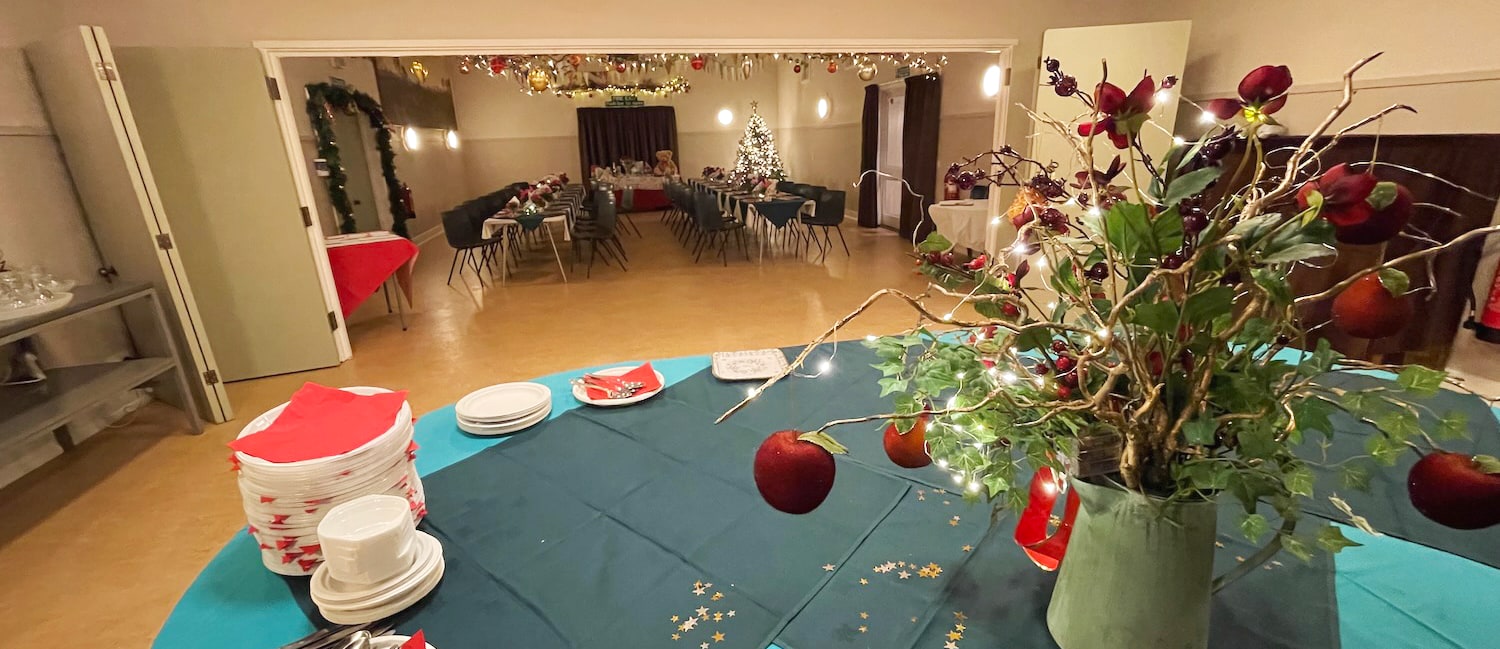 Interior of Brookland Village Hall showing both large and small rooms